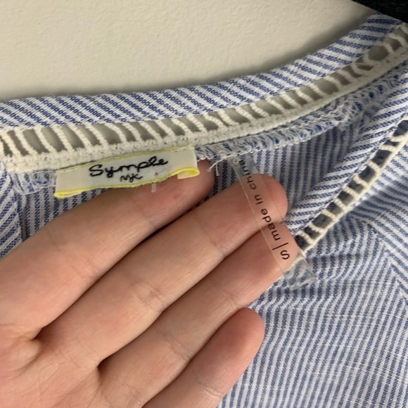 Sympli linen striped lightweight short sleeve blouse - Picture 4 of 8